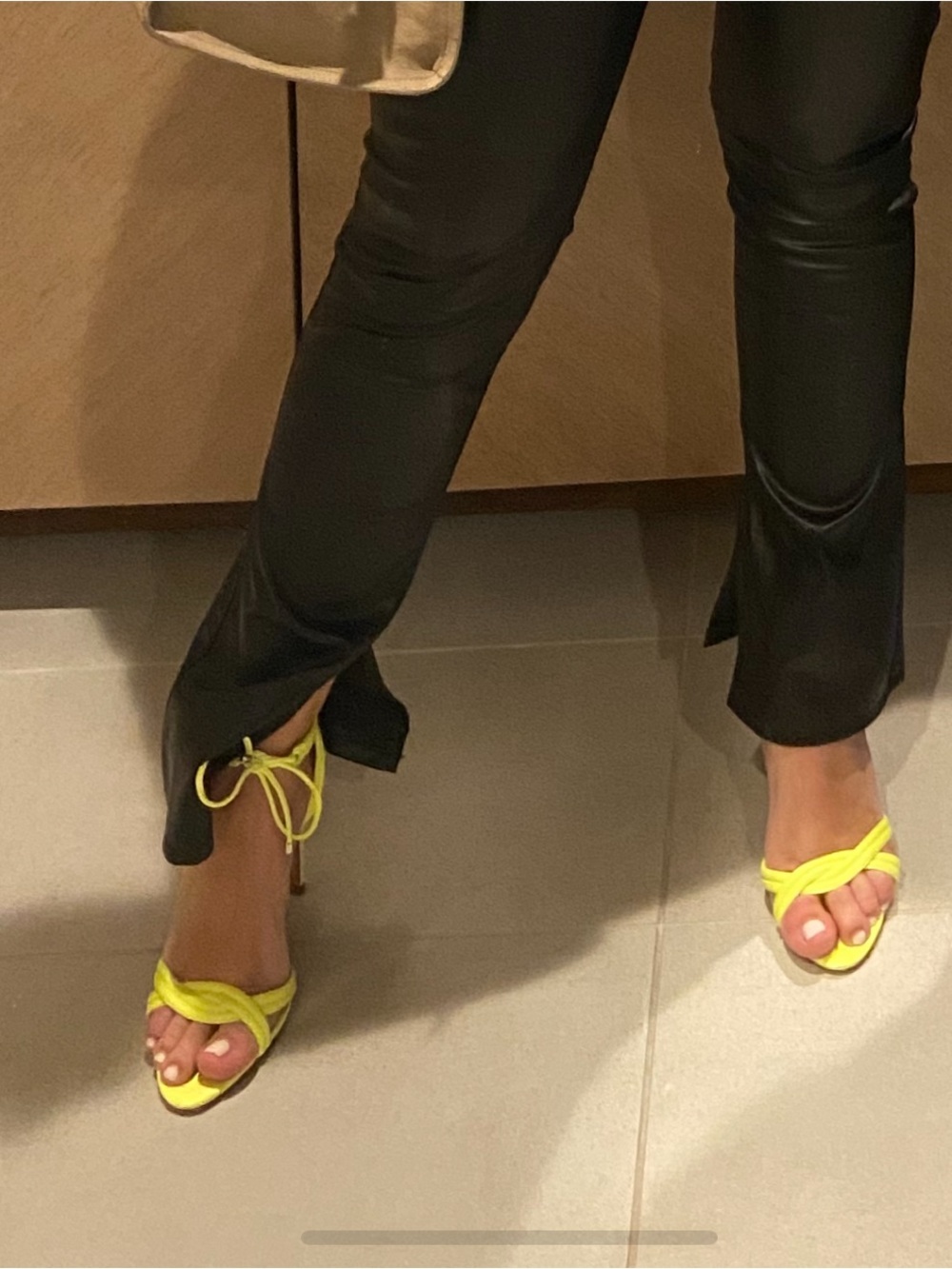 SCHUTZ Neon Yellow Strappy Lace-Up Sandals
